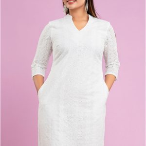White Cutlon Short Dress With Lining