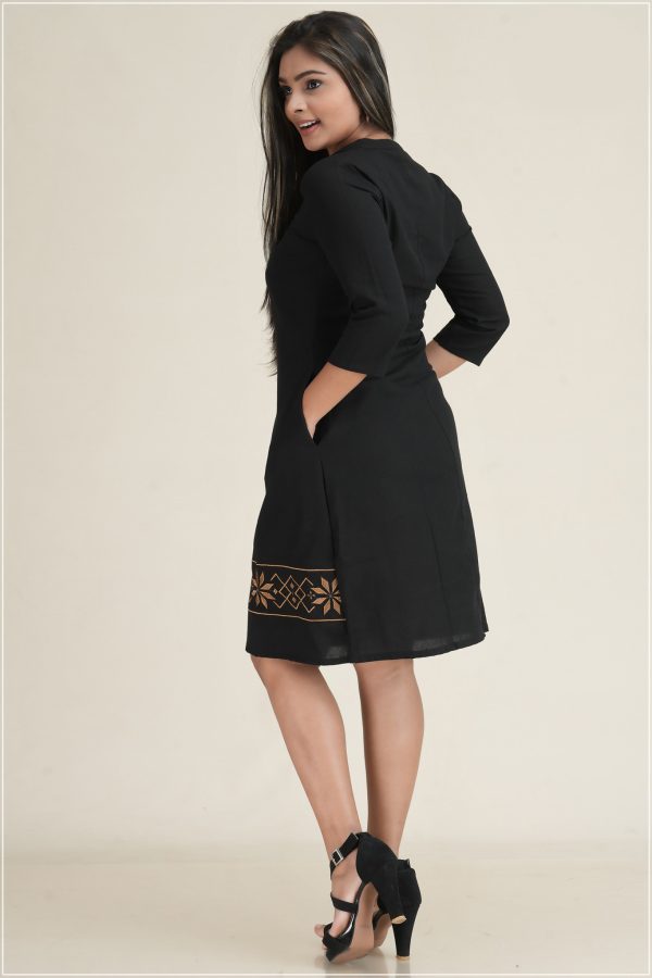 Nilu Black Embroidery Short Dress - Image 5